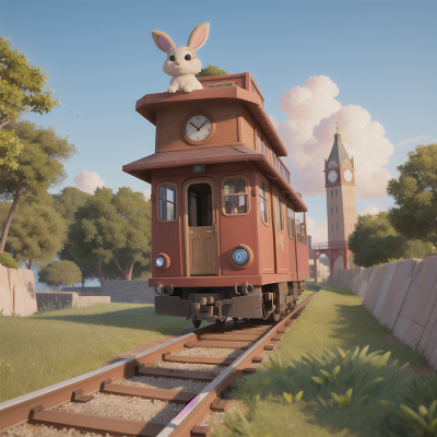 Image For Post Anime, bravery, park, tower, train, rabbit, HD, 4K, AI Generated Art