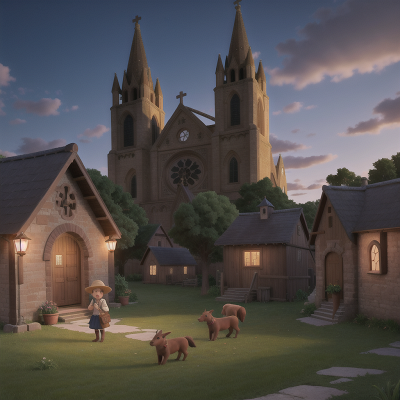 Image For Post Anime, village, book, farmer, cathedral, crystal, HD, 4K, AI Generated Art