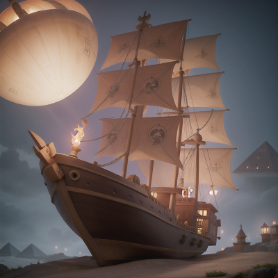 Image For Post Anime, ghostly apparition, fairy dust, pirate ship, pyramid, bus, HD, 4K, AI Generated Art