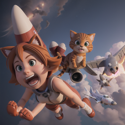 Image For Post Anime, rocket, storm, cat, troll, airplane, HD, 4K, AI Generated Art