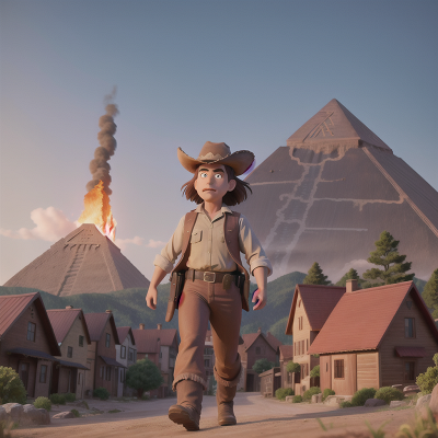 Image For Post Anime, wild west town, pyramid, bigfoot, police officer, fire, HD, 4K, AI Generated Art