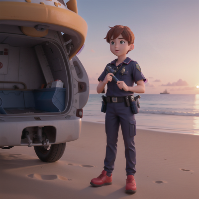 Image For Post Anime, school, rocket, sunset, police officer, beach, HD, 4K, AI Generated Art