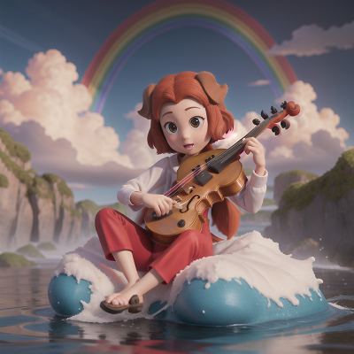 Image For Post Anime, monkey, tsunami, rainbow, violin, dog, HD, 4K, AI Generated Art