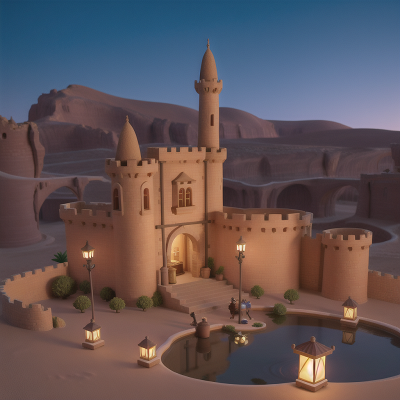 Image For Post Anime, castle, lamp, mechanic, helicopter, desert oasis, HD, 4K, AI Generated Art