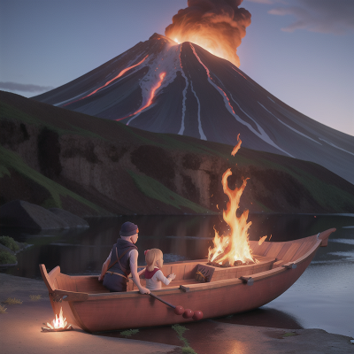 Image For Post Anime, volcano, ninja, map, boat, romance, HD, 4K, AI Generated Art