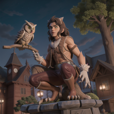 Image For Post Anime, werewolf, statue, owl, flying carpet, cowboys, HD, 4K, AI Generated Art