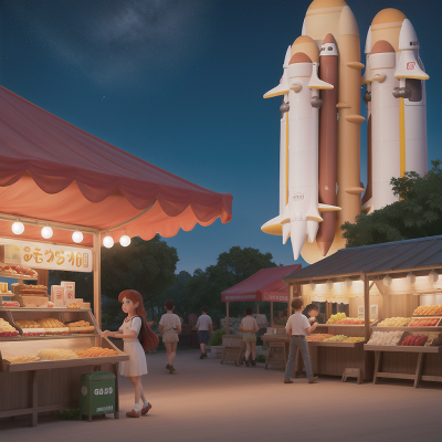 Image For Post Anime, surprise, hot dog stand, market, space shuttle, exploring, HD, 4K, AI Generated Art