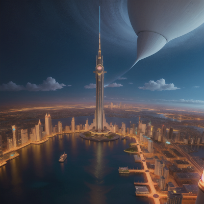 Image For Post Anime, magic wand, book, futuristic metropolis, skyscraper, ocean, HD, 4K, AI Generated Art