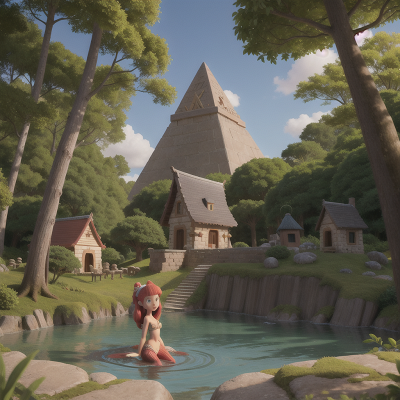 Image For Post Anime, forest, pyramid, village, mermaid, zebra, HD, 4K, AI Generated Art