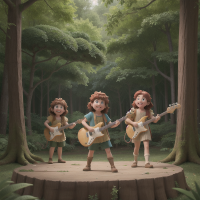Image For Post Anime, enchanted forest, cavemen, electric guitar, drought, success, HD, 4K, AI Generated Art