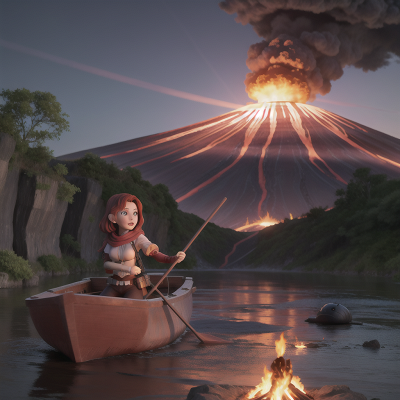Image For Post Anime, river, betrayal, boat, cyborg, volcano, HD, 4K, AI Generated Art