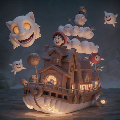 Image For Post Anime, treasure, ghost, hovercraft, laughter, haunted mansion, HD, 4K, AI Generated Art