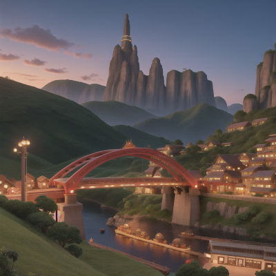 Image For Post Anime, monkey, futuristic metropolis, bridge, mountains, tractor, HD, 4K, AI Generated Art