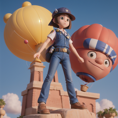 Image For Post Anime, hat, balloon, sphinx, police officer, wind, HD, 4K, AI Generated Art