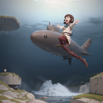 Image For Post Anime, submarine, singing, museum, jumping, flood, HD, 4K, AI Generated Art