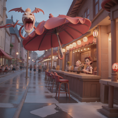 Image For Post Anime, demon, queen, umbrella, pterodactyl, ice cream parlor, HD, 4K, AI Generated Art