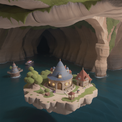 Image For Post Anime, hovercraft, fish, village, cave, wizard's hat, HD, 4K, AI Generated Art