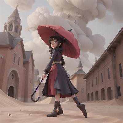 Image For Post Anime, witch, umbrella, spaceship, museum, sandstorm, HD, 4K, AI Generated Art