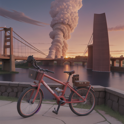 Image For Post Anime, bicycle, tornado, telescope, sunset, bridge, HD, 4K, AI Generated Art