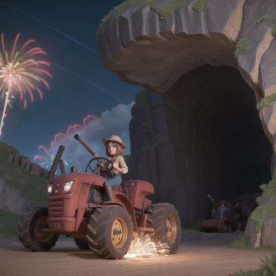 Image For Post Anime, fireworks, force field, tractor, cave, detective, HD, 4K, AI Generated Art