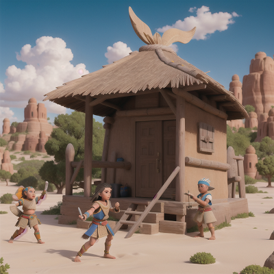 Image For Post Anime, tribal warriors, wizard, island, village, desert, HD, 4K, AI Generated Art