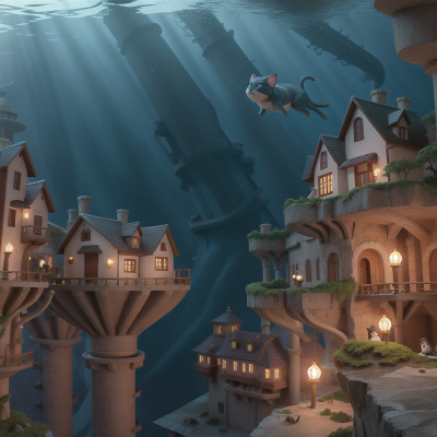 Image For Post Anime, underwater city, cat, tornado, vampire, ocean, HD, 4K, AI Generated Art