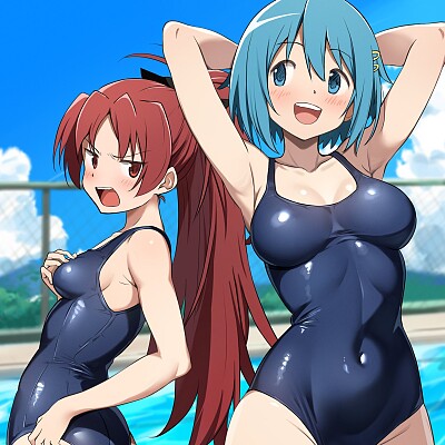 Image For Post Sayaka and Kyouko at the pool