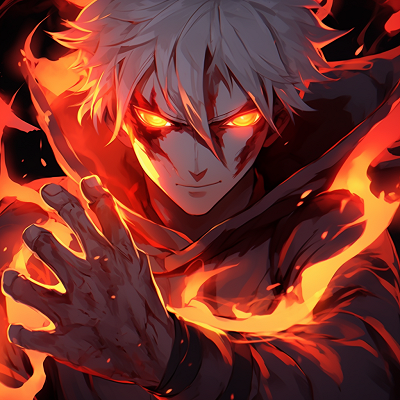 Image For Post | A fire-controlling anime character in a defensive pose, showcasing the bold lines and detailed features. creative fire anime pfp - [Fire Anime PFP Space](https://hero.page/pfp/fire-anime-pfp-space)