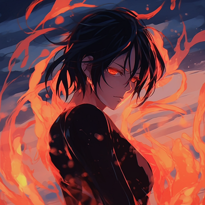 Image For Post | Half-body portrait with a cloak created from fire, high levels of detail and warm colors. female fire anime pfp - [Fire Anime PFP Space](https://hero.page/pfp/fire-anime-pfp-space)