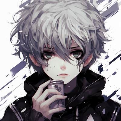Image For Post | Emo anime boy with slick silver hair, with detailed linework and monochrome elements. emo pfp anime boys display - [Emo Pfp Anime Gallery](https://hero.page/pfp/emo-pfp-anime-gallery)