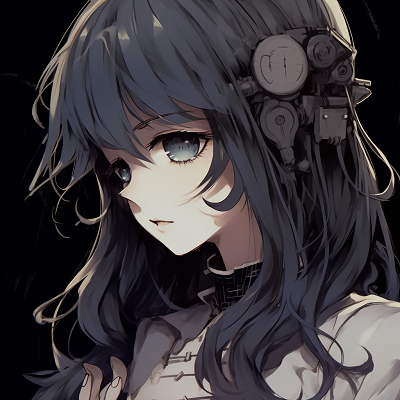 Image For Post | Profile picture of a girl from the anime, with dark tones and intricate outlines. intriguing girl anime pfp - [Girl Anime PFP Territory](https://hero.page/pfp/girl-anime-pfp-territory)