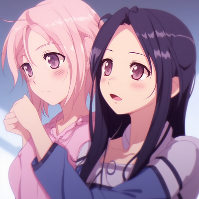 Image For Post | Laughing depiction of Sakura and Ino from the Naruto series, emphasis on facial expressions and bold coloring. ideal matching anime pfp for best friends - female - [Matching Anime PFP Best Friends Collection](https://hero.page/pfp/matching-anime-pfp-best-friends-collection)