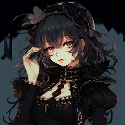 Image For Post | Female anime character in Gothic Lolita attire, dark hues with detailed adornments. emo anime pfp artistic styles - [emo anime pfp Collection](https://hero.page/pfp/emo-anime-pfp-collection)