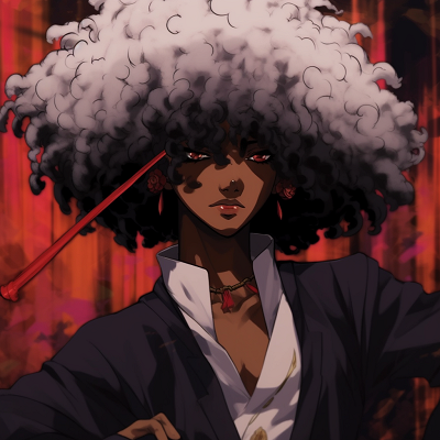 Image For Post | Afro Samurai with an intense look, contrasting colors and highly-textured afro. stunning black anime characters pfp - [Amazing Black Anime Characters pfp](https://hero.page/pfp/amazing-black-anime-characters-pfp)