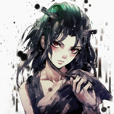 Image For Post | Tanjiro from Demon Slayer, with striking inks and watercolor blotches for an aged effect. top grunge anime aesthetic - [Grunge Anime PFP](https://hero.page/pfp/grunge-anime-pfp)