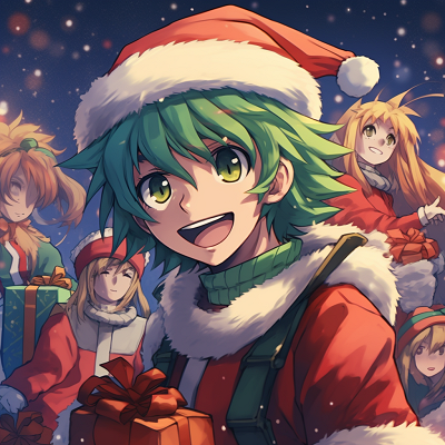 Image For Post | My Hero Academia characters celebrating Christmas, in their signature poses with costume details and vibrant colors. festive anime pfp - [christmas anime pfp](https://hero.page/pfp/christmas-anime-pfp)
