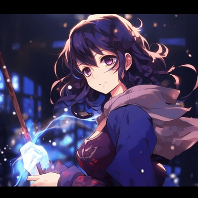 Image For Post | An Anime girl pose with a magical wand, sparkling stars and rich blues and purples. anime girl pfp gif collection - [anime pfp gif](https://hero.page/pfp/anime-pfp-gif)