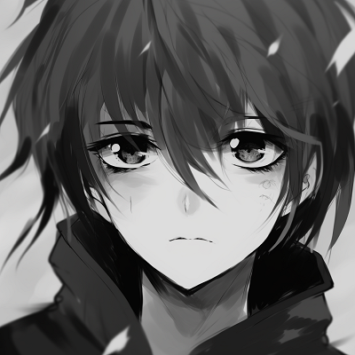 Image For Post | Close-up of anime boy's sharp gaze, showcasing the detailed eye design. black and white anime boy profile picture - [Anime Profile Picture Black and White](https://hero.page/pfp/anime-profile-picture-black-and-white)