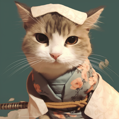 Image For Post | Samurai kitten in a fighting pose, sharp lines and strong contrasting colors. humorous animal pfp - [Animal pfp Deluxe](https://hero.page/pfp/animal-pfp-deluxe)