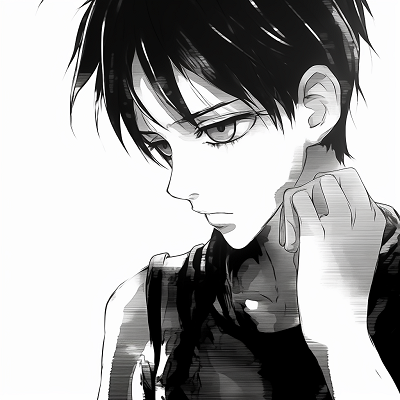 Image For Post | Detailed linework and shading presents a striking black and white portrayal of Levi. fascinating  anime profile picture in black and white - [Anime Profile Picture Black and White](https://hero.page/pfp/anime-profile-picture-black-and-white)