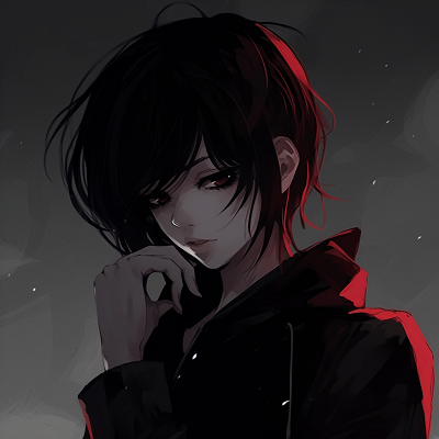 Image For Post | Profile of an anime girl with strikingly crimson eyes, making use of cool and dark colors. dark aesthetic anime pfp girl illustrations - [Dark Aesthetic Anime PFP Collection](https://hero.page/pfp/dark-aesthetic-anime-pfp-collection)
