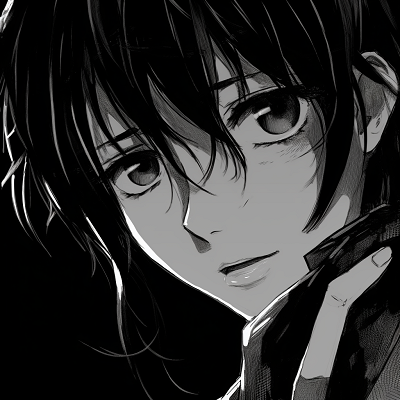 Image For Post | Character's gaze in black and white, fine lines capturing tranquility. creative black and white anime pfps - [Black and white anime pfp](https://hero.page/pfp/black-and-white-anime-pfp)