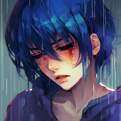 Image For Post Blue Hued Introspective Gaze - depicted sadness in anime pfp