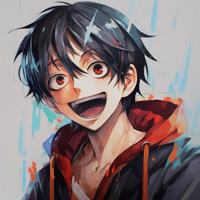 Image For Post | Close-up of Luffy with a mischievous smile, high contrast and vibrant colors. humorous male anime pfp - [Male Anime PFP Hub](https://hero.page/pfp/male-anime-pfp-hub)