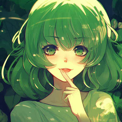 Image For Post | A paragon of an anime girl with fine green hair details, crisp lines and smooth shading. verdant green anime pfp girl - [Green Anime PFP Universe](https://hero.page/pfp/green-anime-pfp-universe)