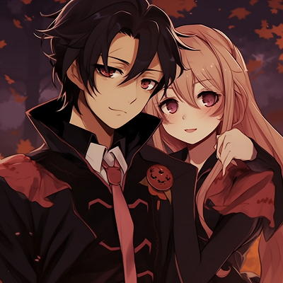 Image For Post | Halloween-themed anime duo in a twilight setting, cool colors and sharp silhouettes. halloween pfp anime duos - [Anime Halloween PFP Collections](https://hero.page/pfp/anime-halloween-pfp-collections)
