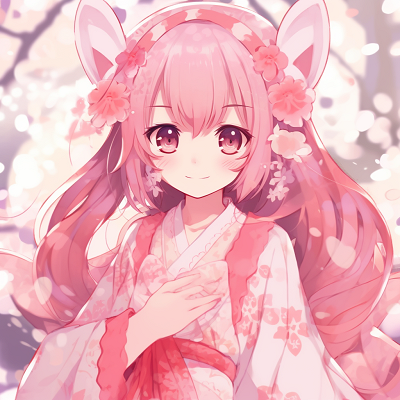 Image For Post | A traditional looking anime girl wearing a pink kimono displaying a richly detailed pattern. cute pink anime girl pfp collection pfp for discord. - [Pink Anime Girl PFP Gallery](https://hero.page/pfp/pink-anime-girl-pfp-gallery)