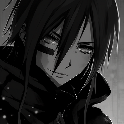 Image For Post | Itachi Uchiha showcasing his Sharingan, red accents in a predominantly black and white image. stunning black pfp anime pfp for discord. - [Black PFP Anime Collections](https://hero.page/pfp/black-pfp-anime-collections)