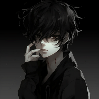 Image For Post | Anime boy profile presented in high contrast, enhancing the interplay of lights and shades. anime boy pfp aesthetic in black pfp for discord. - [Anime Boy PFP Aesthetic Selection](https://hero.page/pfp/anime-boy-pfp-aesthetic-selection)