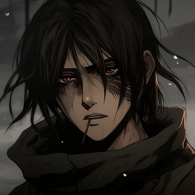 Image For Post | Eren's intense stare, emerging from shadows. Rich in texture, showcasing his anger and determination. anime-focused dark aesthetic pfp pfp for discord. - [Dark Aesthetic PFP Collection](https://hero.page/pfp/dark-aesthetic-pfp-collection)